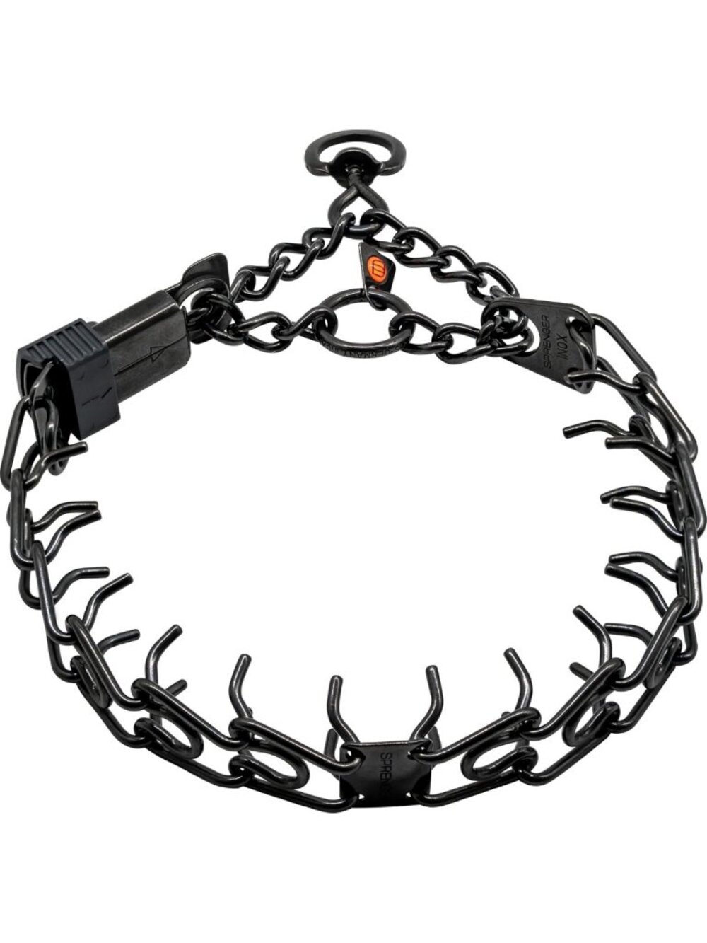 Durable Black Stainless Steel Dog Collar with Quick Release Buckle, 20in, Short
